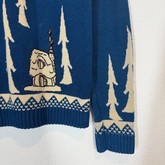 Ski Gnome Sweater Fair Isle Blue Red Winter Cozy Holiday Medium - Picture 5 of 8